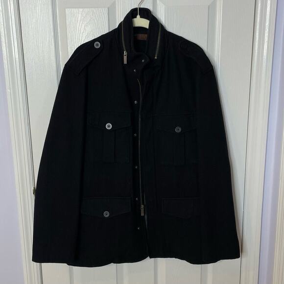Perry Ellis men's pea coat jacket rain hood XL black - Picture 2 of 8